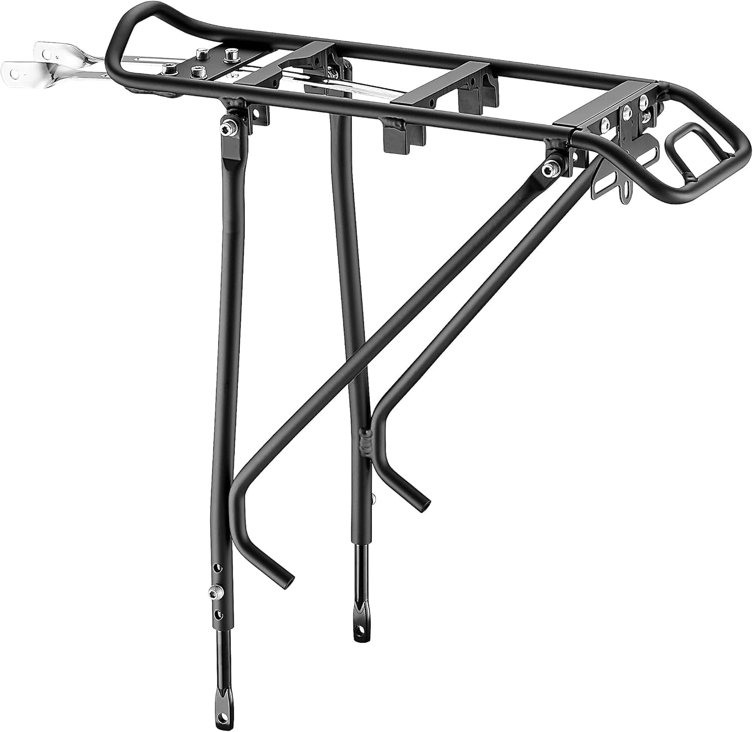 Ibera Bike Rack - Bicycle Touring Carrier Plus+ for Disc Brake/Non-Disc Brake Mount, Fat Tire Bikes, Frame-Mounted for Heavier Top & Side Loads, Height Adjustable for 26"-29" Frames