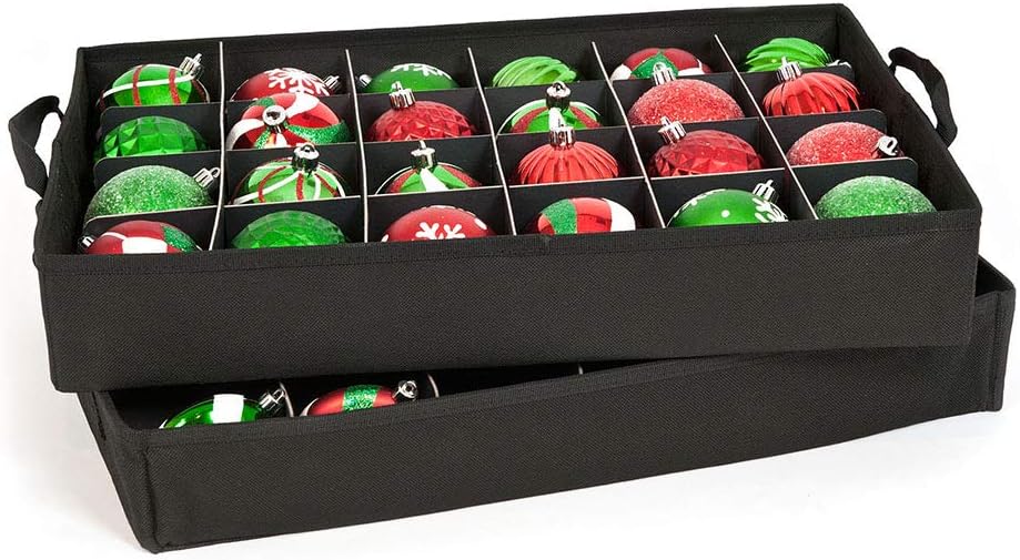 Santa's Bags Christmas Ornament Storage Box, 48 (3") Ornaments | Acid-Free Removable Trays with Separators