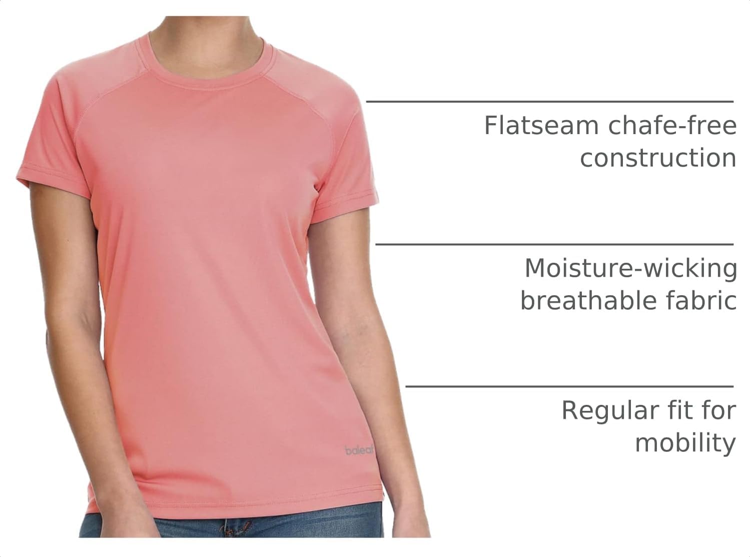 baleaf Women's UPF 50+ UV Protection Shirts Short Sleeve T-Shirts SPF Sun Shirts Quick Dry Outdoor Performance Tops Pink Size M