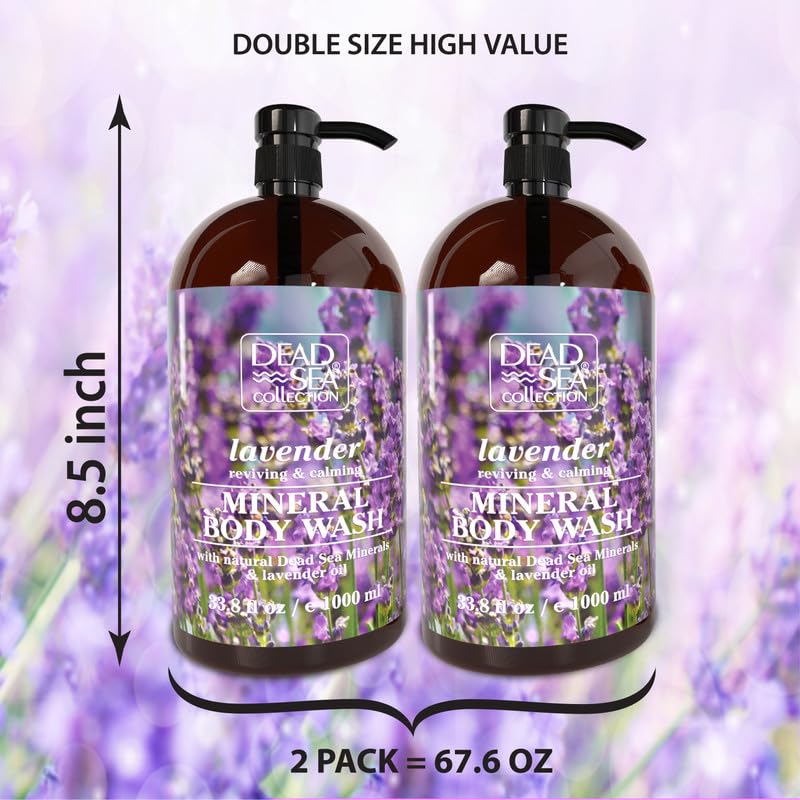 Dead Sea Collection Coconut Body Wash for Women and Men - with Pure Dead Sea Minerals and Coconut Oil - Cleanses and Moisturizes Skin - Pack of 2 (67.6 fl. oz)