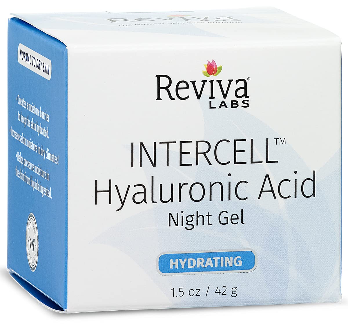Reviva Labs Hyaluronic Acid Night Face Gel, Intercell Moisture Serum, 2 oz | Boosts skin moisture, overnight hydration, plumps & smooths