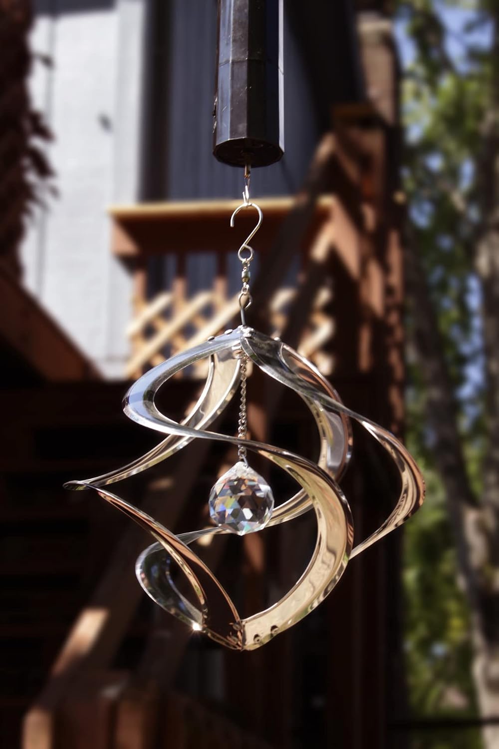 Red Carpet Studios The Original Cosmix Helix Wind Spinner Indoor/Outdoor Hanging Art, 11" Tall, Copper with Blue Planet