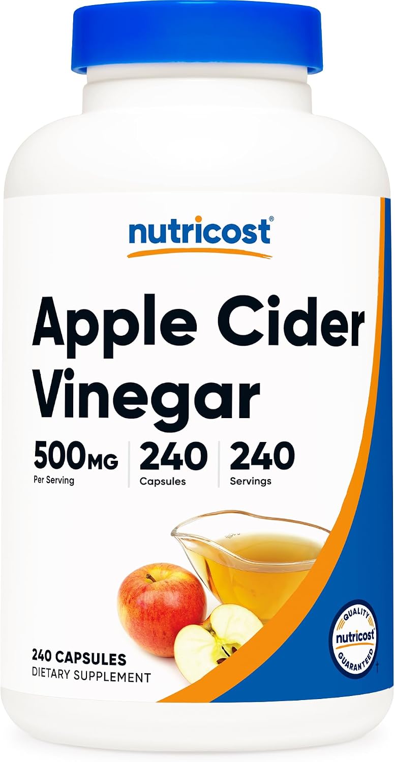 Nutricost Apple Cider Vinegar Capsules 500mg, 240 Vegetarian Capsules | Natural, GMO-Free and Gluten Free