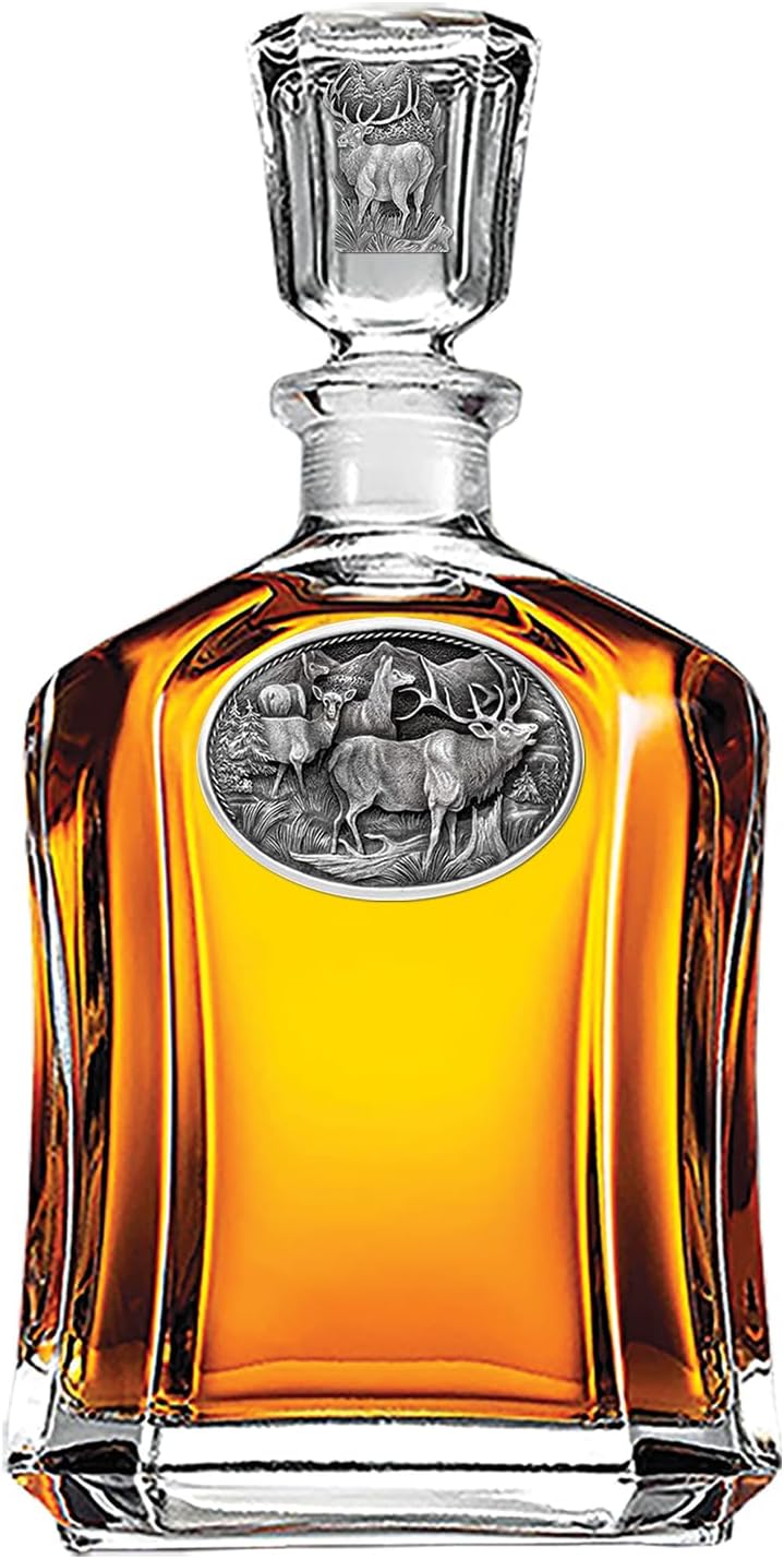 Marines Decanter – Eagle Globe & Anchor | 24 OZ Whiskey Decanter for Liquor with Airtight Stopper | Expertly Crafted Pewter Glass Clear