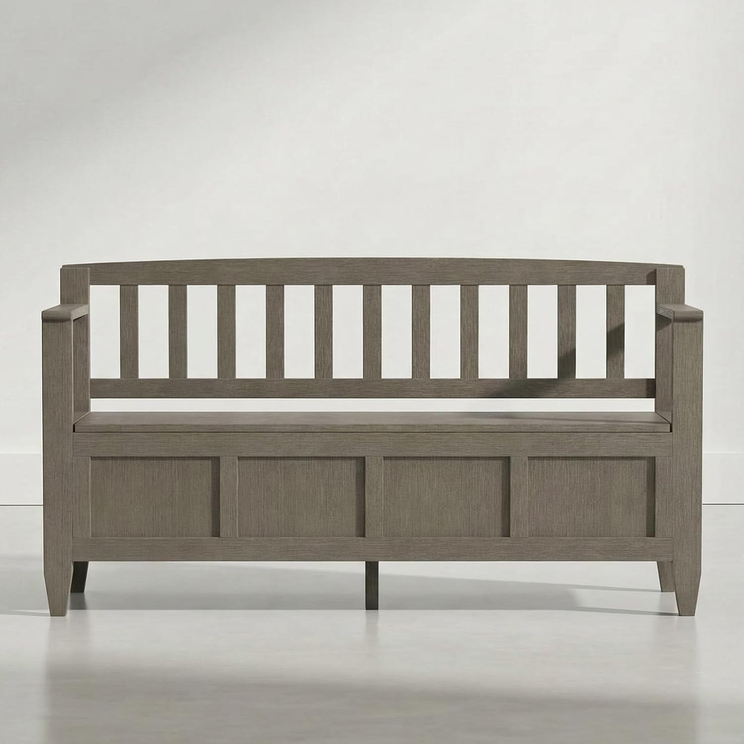SIMPLIHOME Connaught 30" Wide Solid Wood Storage Bench in Chestnut Brown | Contemporary entryway bench with lift-up lid and hidden storage; mudroom, hallway, foyer, or shoe bench.