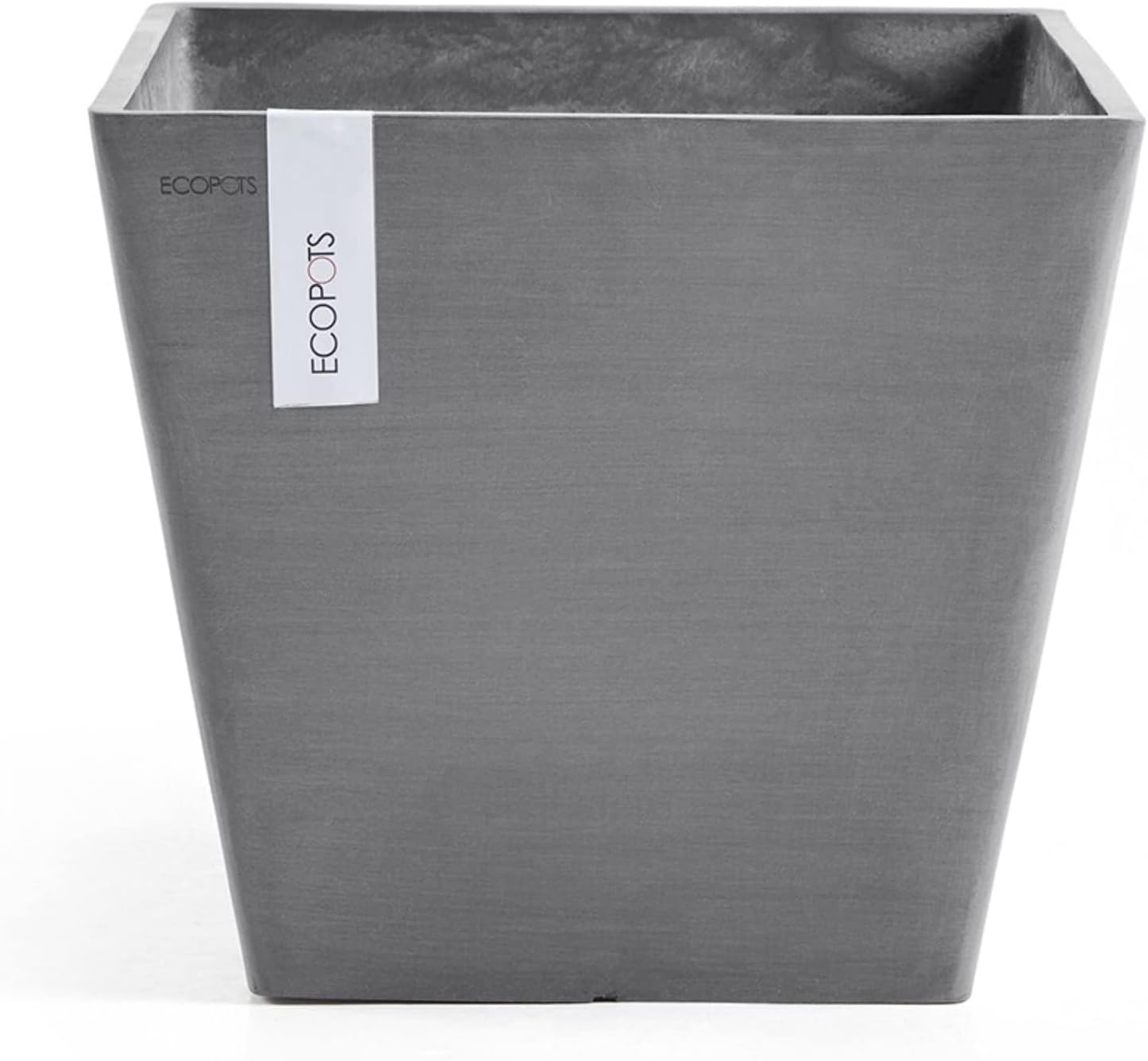 Ecopots Rotterdam Square Flower Planter, White Grey, 8" | Modern Style, Durable Recycled-Based Composite Construction, Weather and UV-Resistant, for Indoor/Outdoor Use