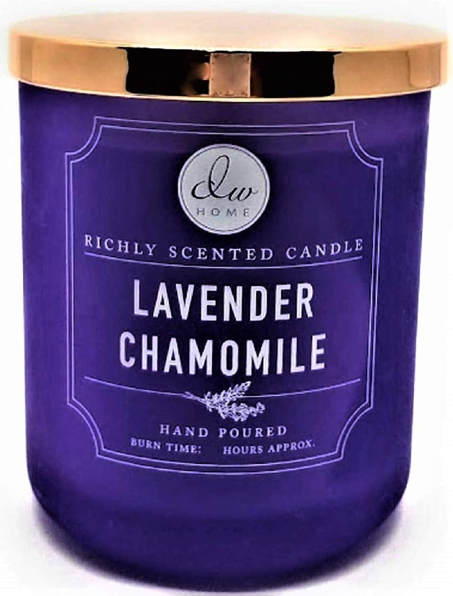 DW Home Richly Scented Candle Lavender Chamomile in Large Matte Purple Tumbler with Lid