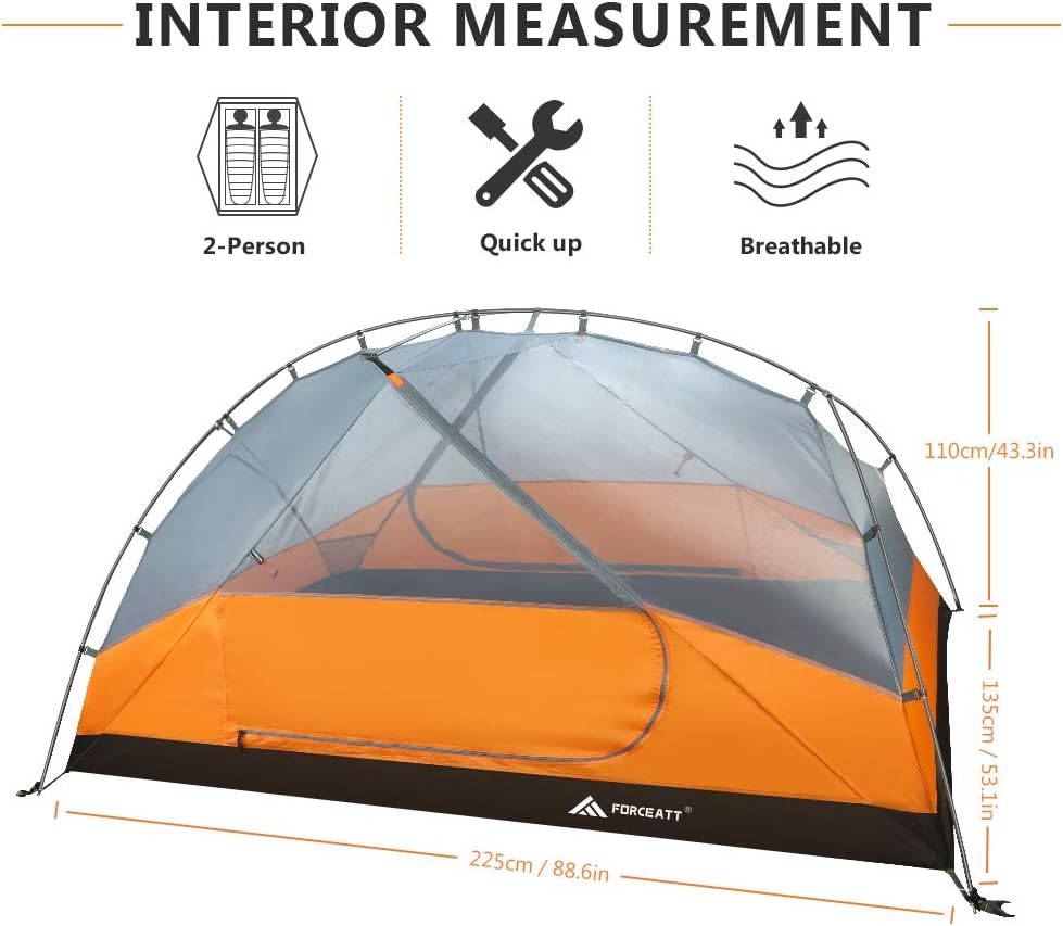 Forceatt Tent for 2 and 3 Person is Waterproof and Windproof, Camping Tent for 3 to 4 Seasons