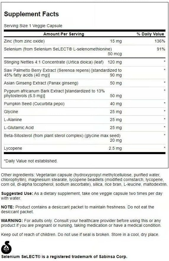 Swanson Prostate Essentials Plus Herbal Supplement for Men Over 40 Seeking Urinary and Prostate Health (180 Veggie Capsules)