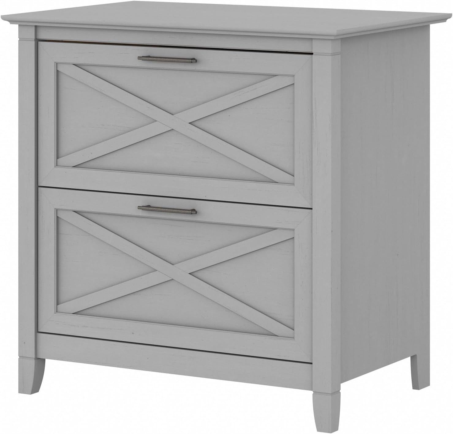 Bush Home Key West 2 Drawer Lateral File Cabinet in Washed Gray, Document Storage for Home Office, Accent Chest with Drawers