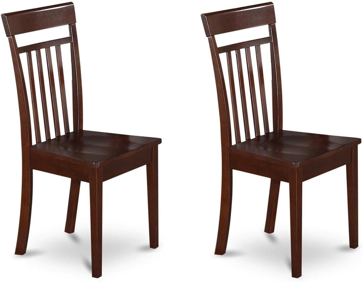 East West Furniture CAC-MAH-LC Capri Kitchen Dining Chairs - Faux Leather Upholstered Solid Wood Chairs, Set of 2, Mahogany
