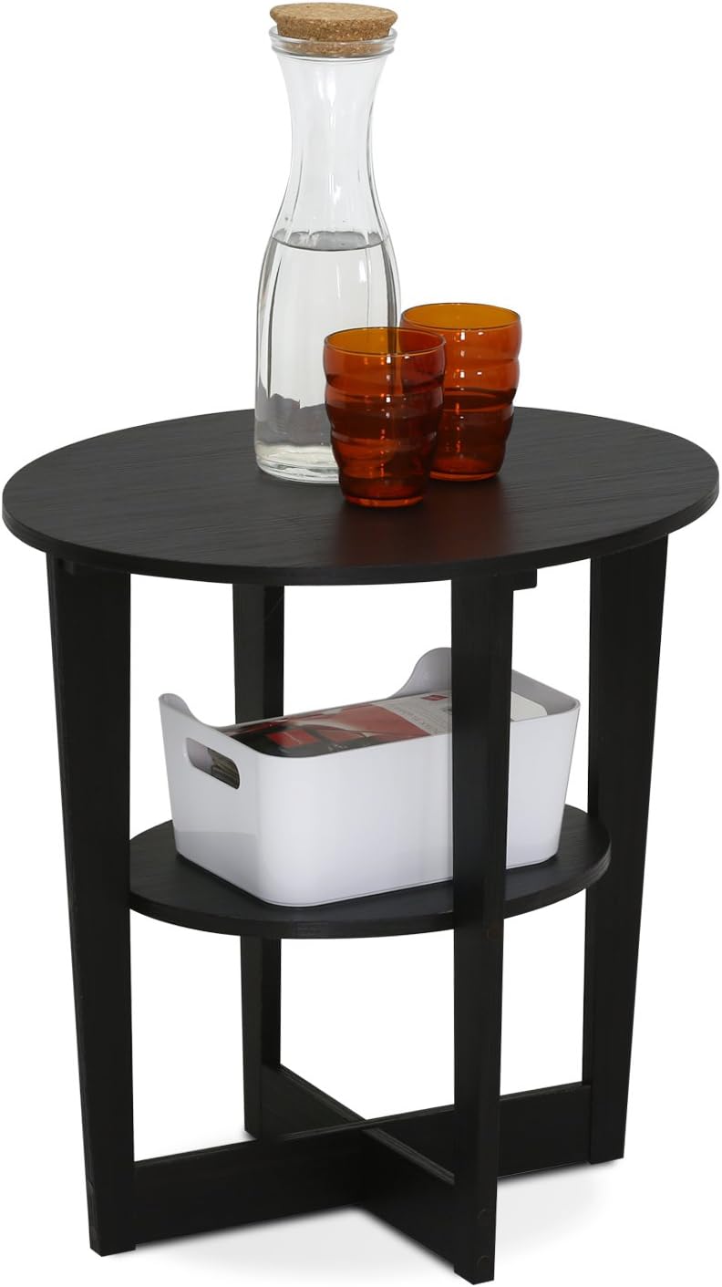 Furinno SIMPLE DESIGN Side Table, 2-Tier Modern End Table with Soft Edges, Open Shelves Night Stand, Bedside Table, for Living Room, Bedroom, French Oak