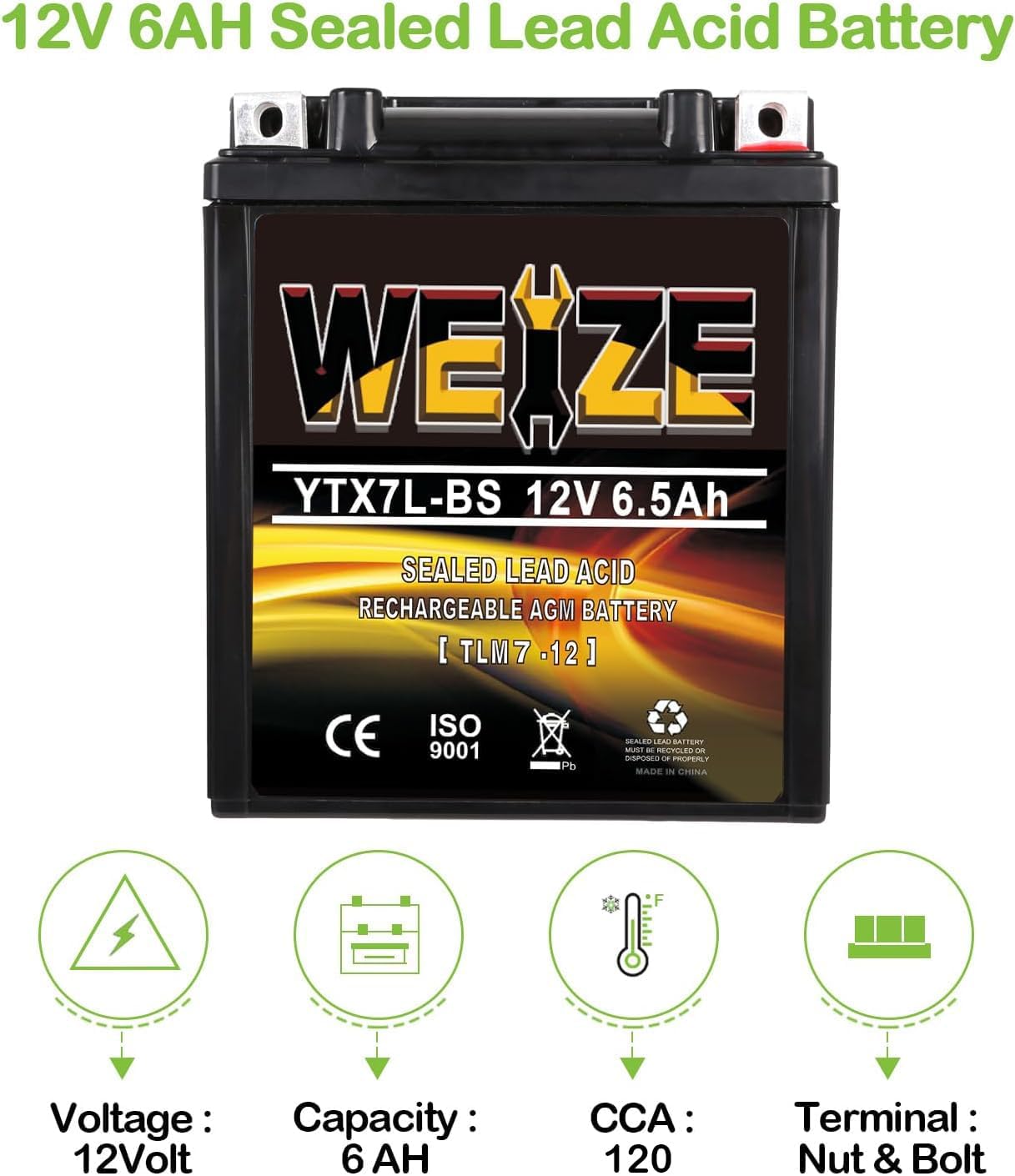 Weize YTX14 BS ATV Battery High Performance - Maintenance Free - Sealed AGM YTX14-BS Motorcycle Battery compatible with Honda Suzuki Kawasaki Yamaha scooter snowmobile