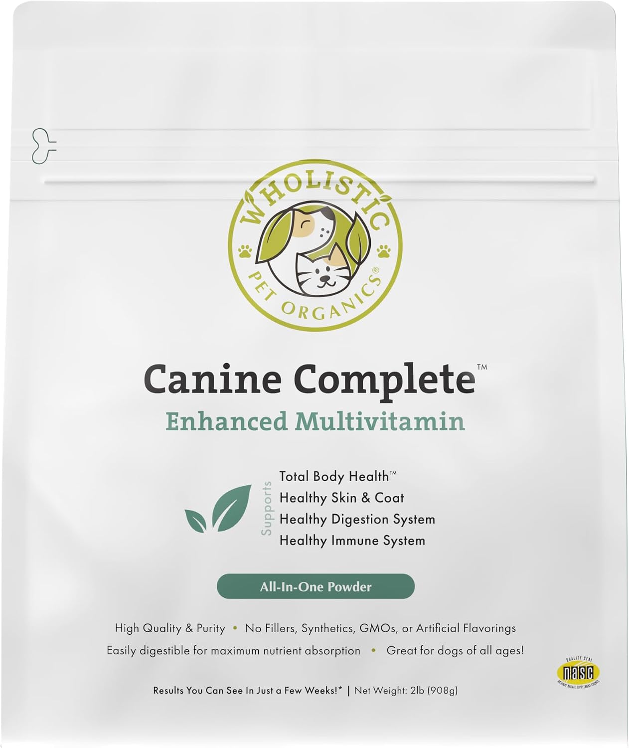 Organic Dog Vitamins | 1 Lb | 45 Scoops | Daily Dog Multivitamin with Prebiotics, Probiotics for Immune Support, Skin Coat, Digestion, & Joint Health | Canine Complete
