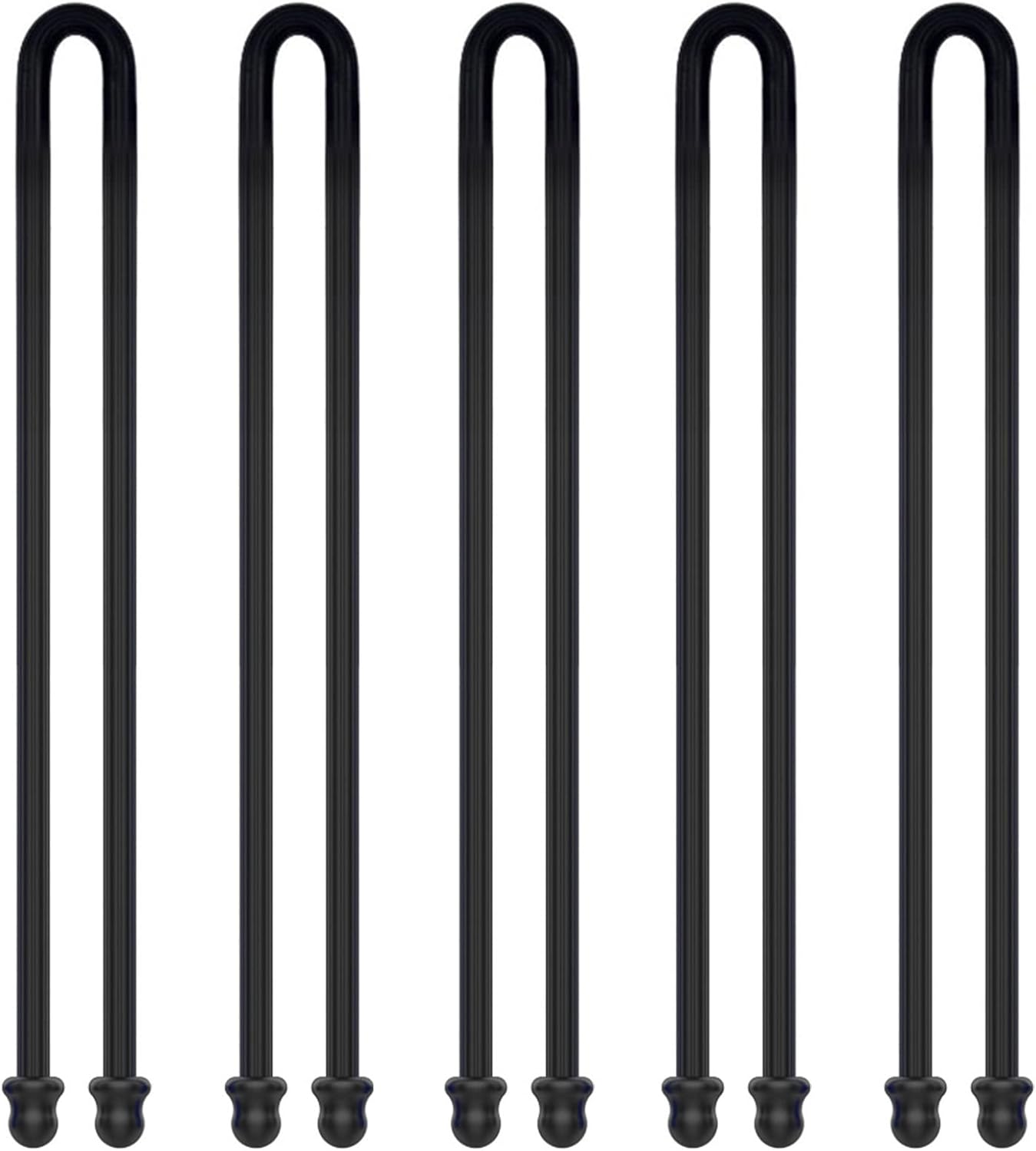 5Pcs 18in Silicone Cable Tie, Steel-Cord Twist Ties, Organizer