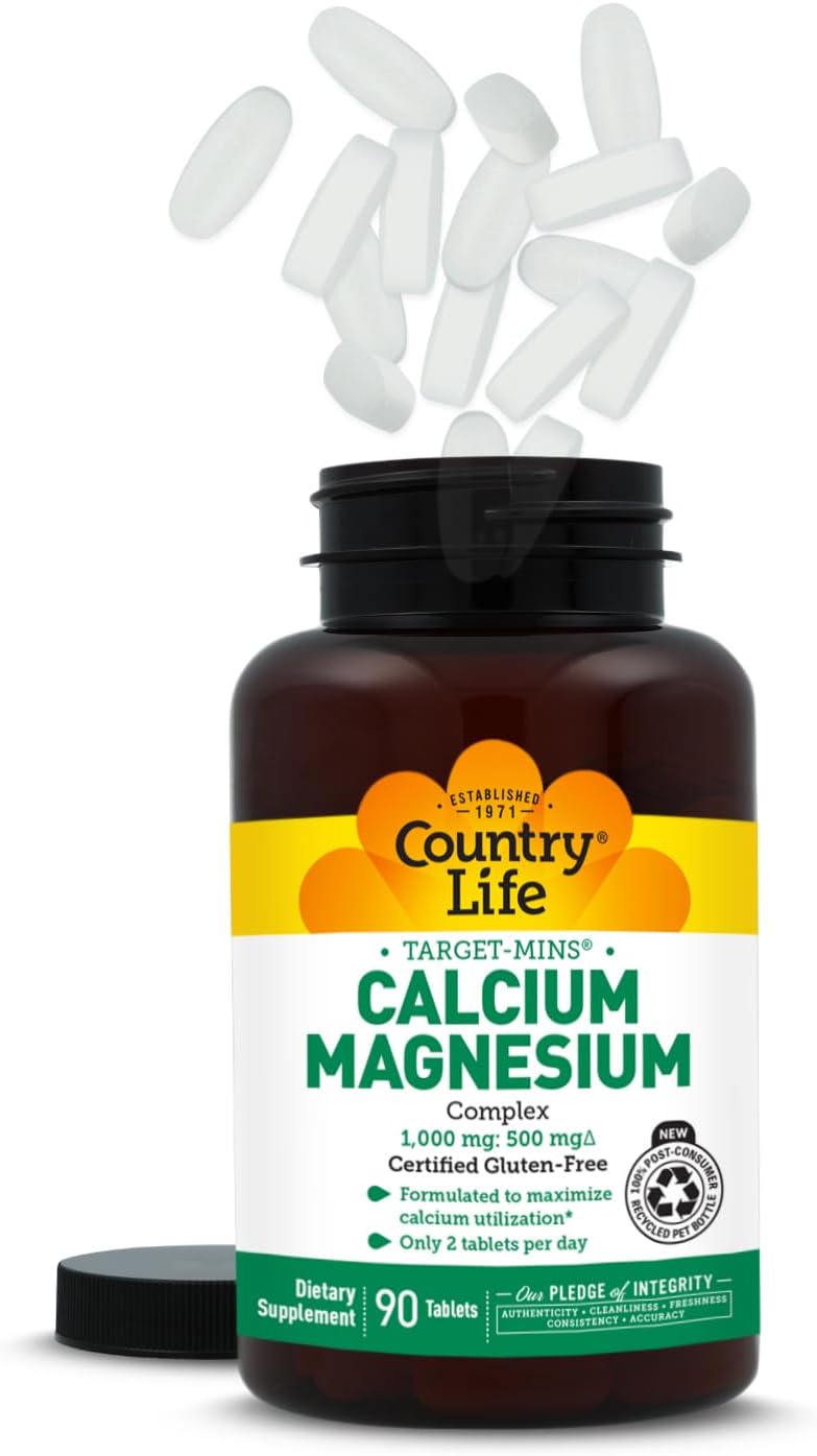 Country Life Target-Mins Calcium Magnesium Complex, 360 Tablets | 2:1 calcium-to-magnesium ratio with 180 convenient daily servings