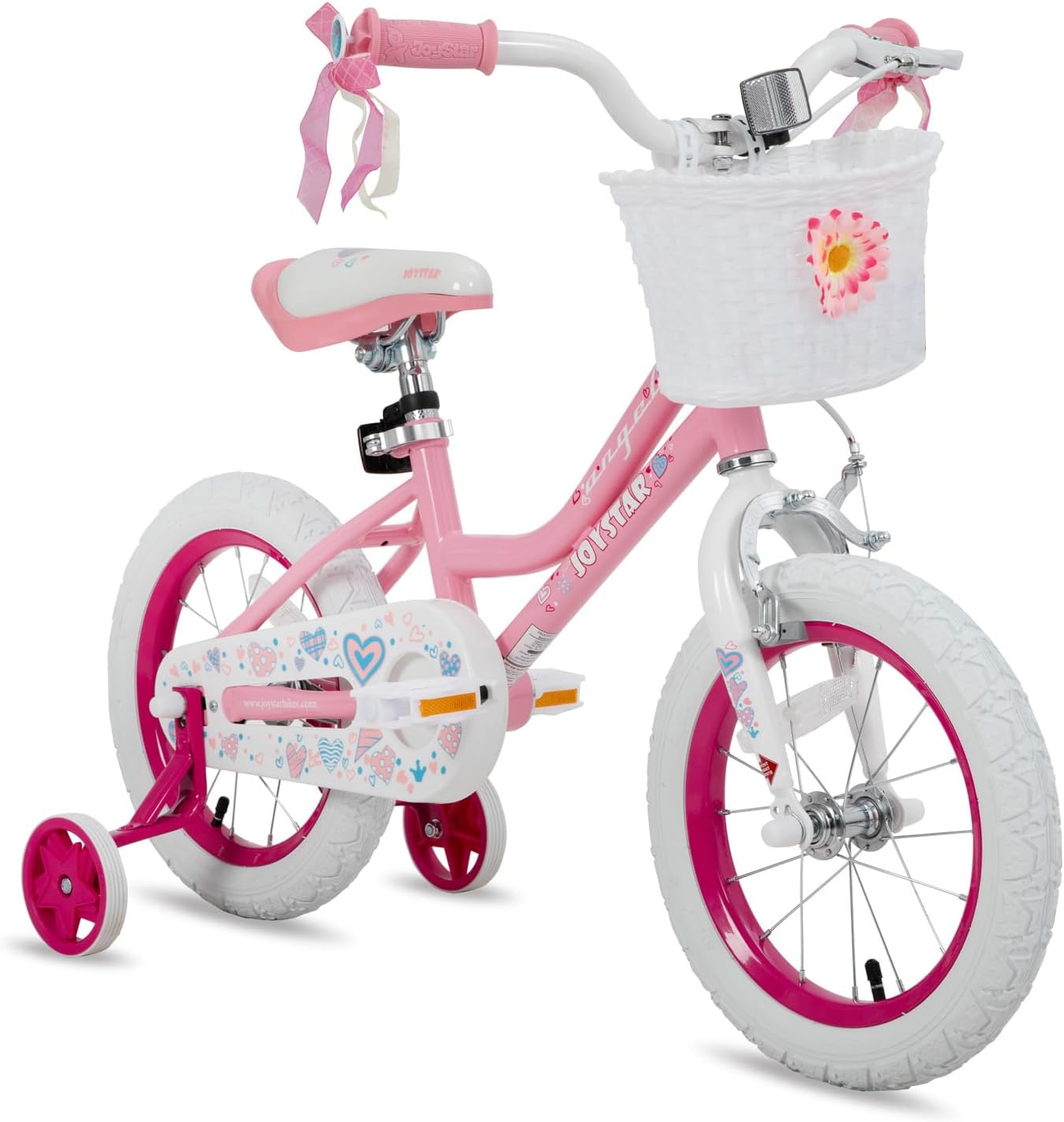 JOYSTAR Angel Girls Bike for Toddlers and Kids Ages 2-12 Years | 12-20 Inch Kids Bike with Training Wheels & Basket, 20 24“ Bicycle with Kickstand