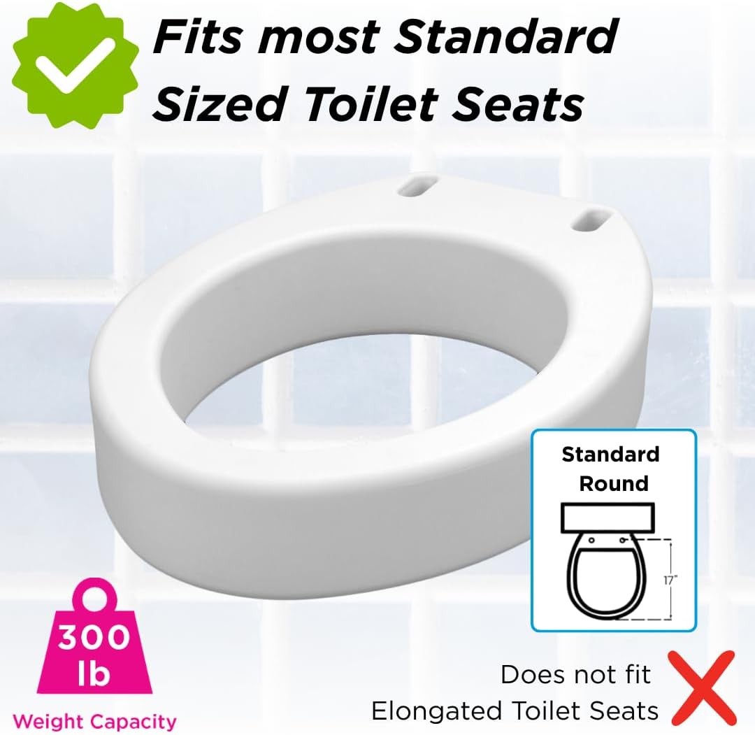 NOVA Raised Toilet Seat for Seniors & Post-Surgery Recovery – Elongated Bolt-On Under-Seat Design Uses Existing Toilet Seat & Lid, 3.5” Elevation, 300 lb Capacity, Durable Plastic, Easy Install
