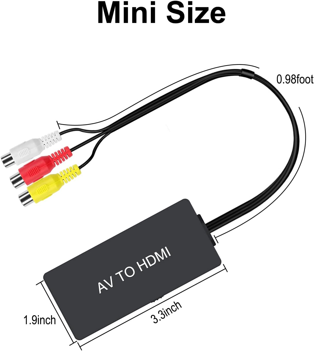 RCA to HDMI Converter, AV to HDMI Adapter Support 1080P, PAL/NTSC Compatible with WII/WII U/PS one/PS2/PS3/STB/Xbox/VHS/VCR/Blue-Ray DVD ect.
