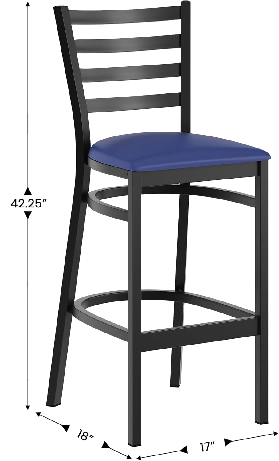 Flash Furniture Hercules Series Ladder Back Metal Restaurant Barstool, Modern Upholstered Armless Bar Height Chair for Restaurants and Kitchens, Black | Vinyl Upholstery, Durable Construction, Commercial Use