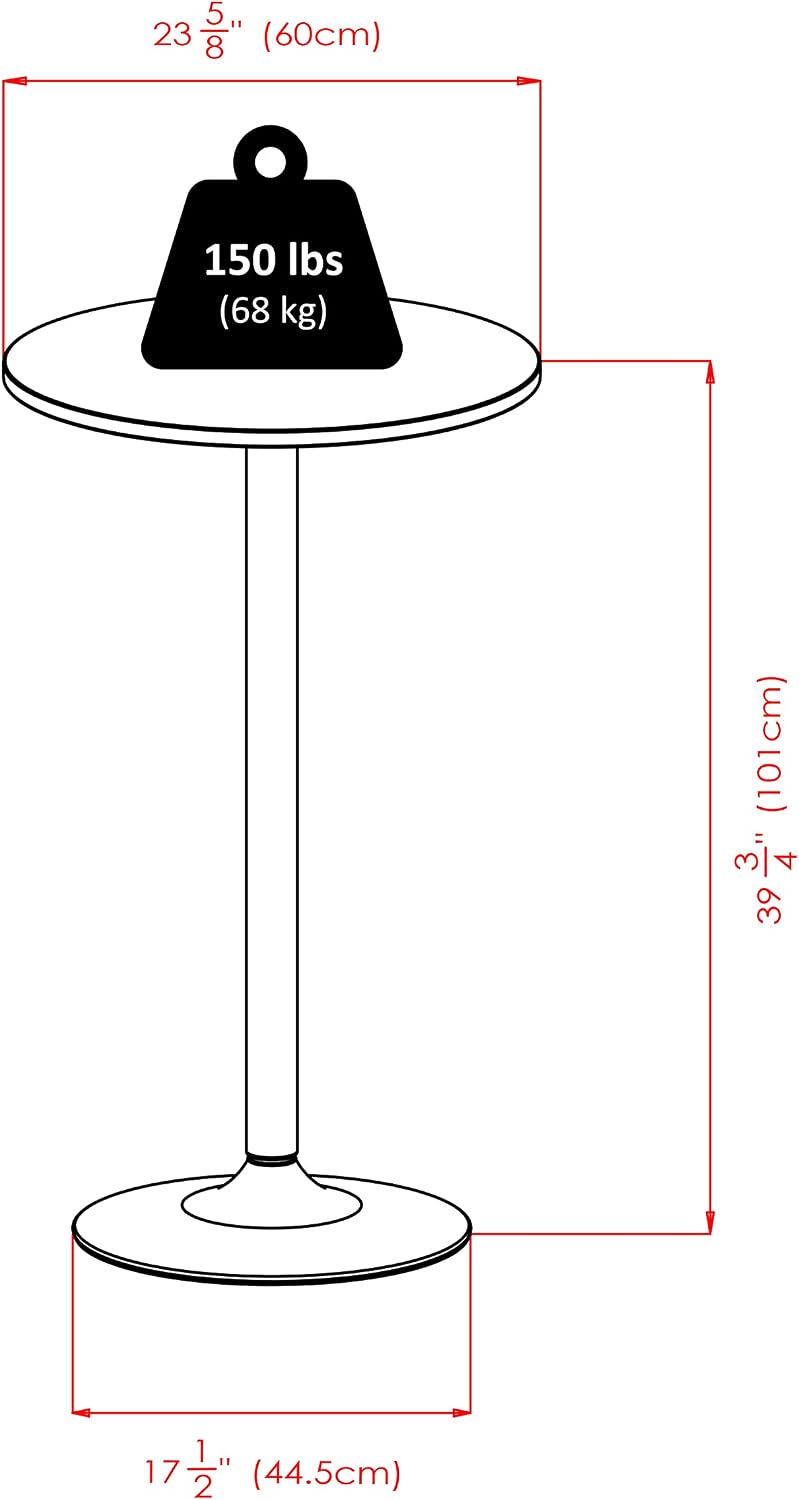 Winsome Obsidion Round Tall Pub Table, Black, 40" | Small High Top Circle Bar Style Cocktail or Bistro Table for Kitchen, Breakfast Nook, Dining Area