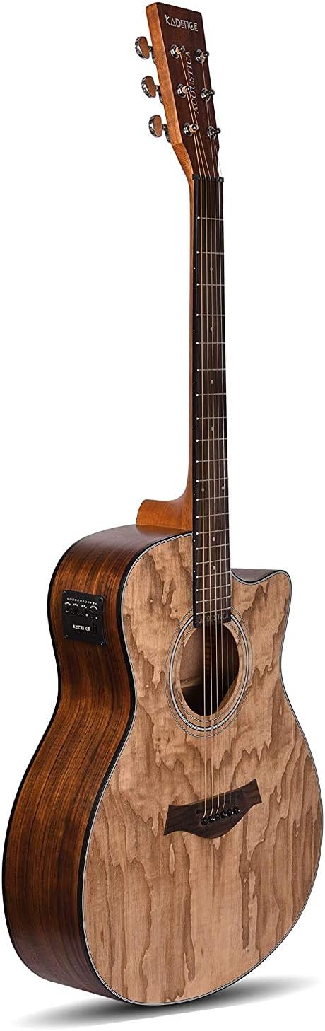 Kadence A06EQ-SC Acoustica 40" Electro Acoustic Guitar | Grand Auditorium Cutaway | AshWood | Built-in Pickup + 2 Band EQ | Includes Bag, Cable, Strap