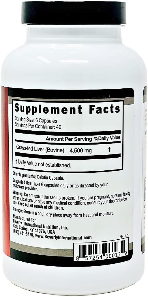 Beverly International Ultra 40 Grass Fed Desiccated Beef Liver, 500 Tabs | 100% Argentine Beef Liver, Golden-Era Secret for Boosting Muscle Growth, Stamina & Performance
