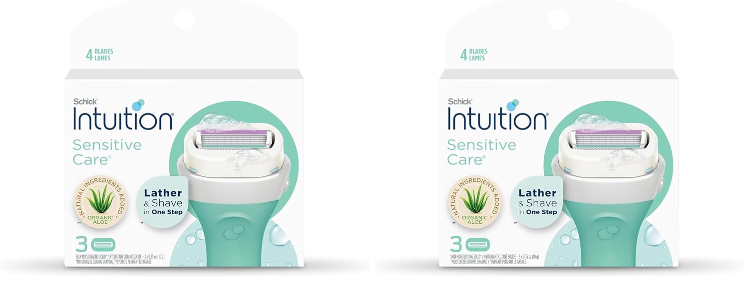Schick Intuition Sensitive Skin Womens Razor Refills with Vitamin E & Aloe, 3 Count