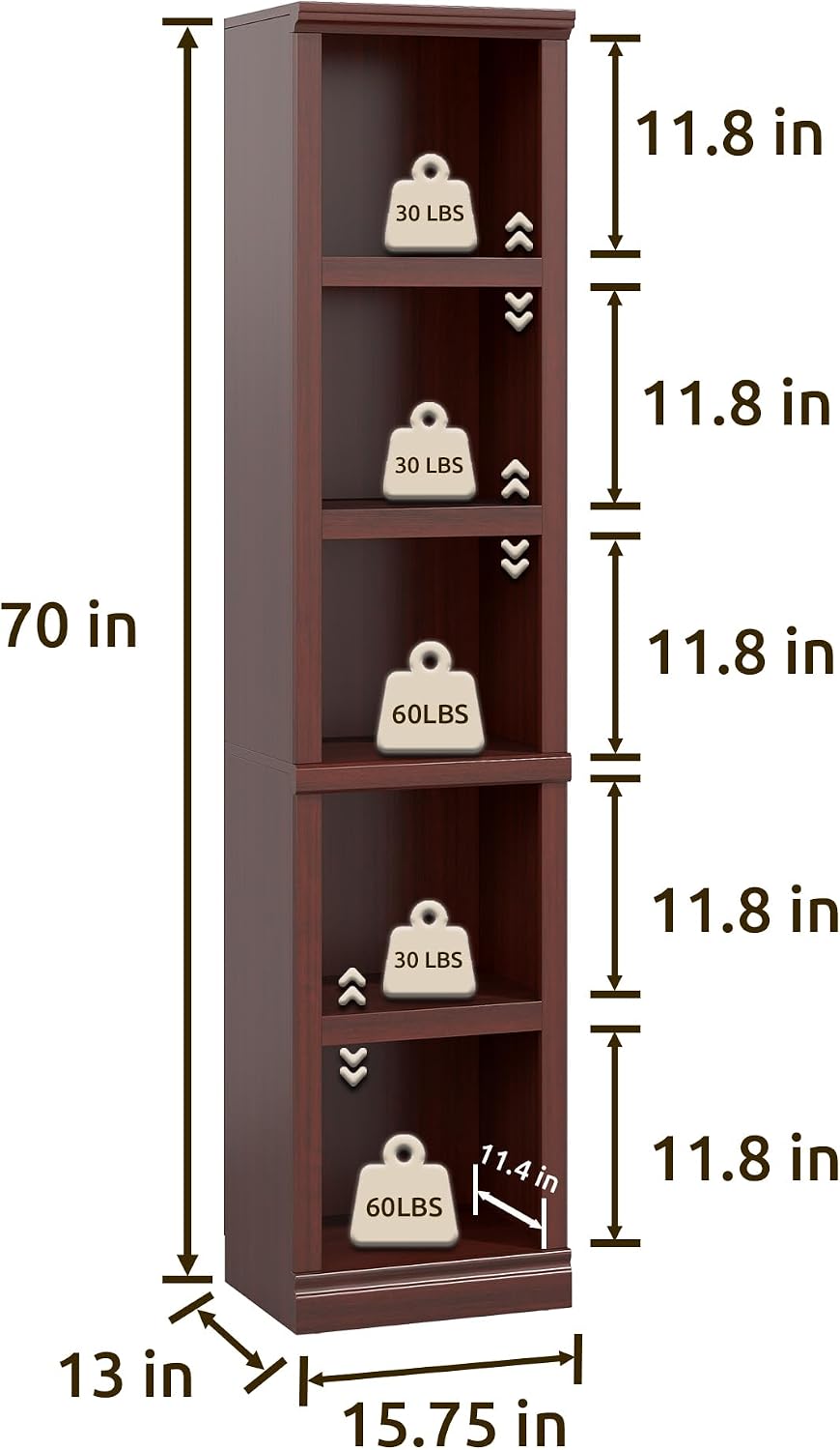 Bevfint 72" Tall Bookcase, White Large Floor Standing Bookshelf for Hallway | 5 Tier Shelves Open Storage Organizer with Anti Tipping Device, Book Case for Living Room Kitchen Home Office Bedroom