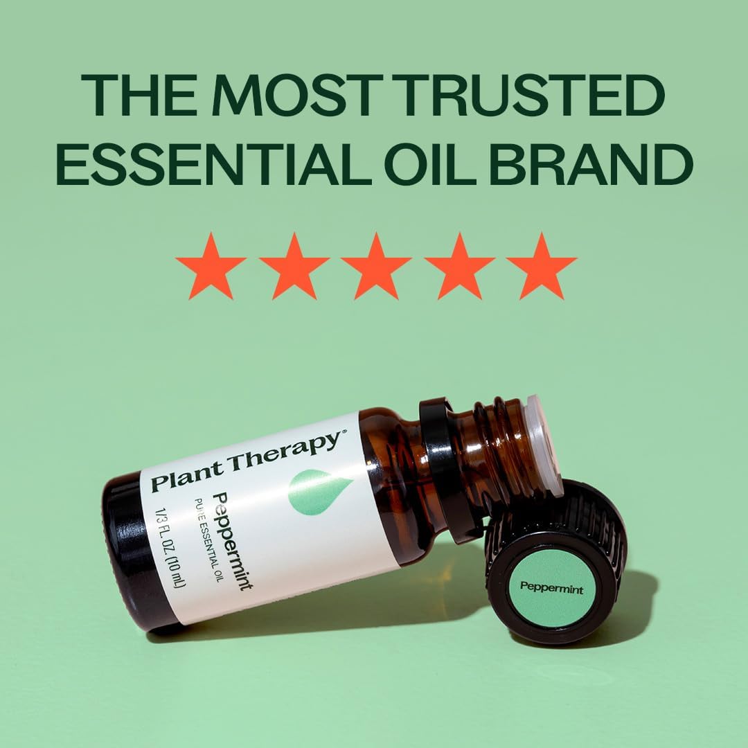 Plant Therapy Peppermint Essential Oil 10 mL (1/3 oz) Natural Aromatherapy | Pure, Undiluted for Diffuser & Topical Use, Relaxation, Digestion