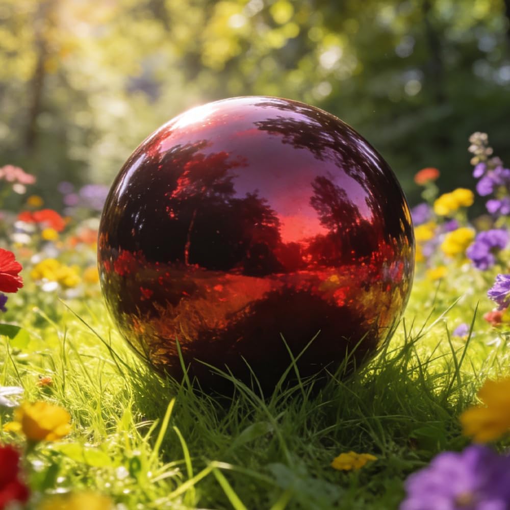 Lily's Home 12 Inch Stainless Steel Gazing Globe Mirror Ball, Colorful and Shiny Addition to Any Garden or Home, Ideal As a Housewarming Gift, Silver