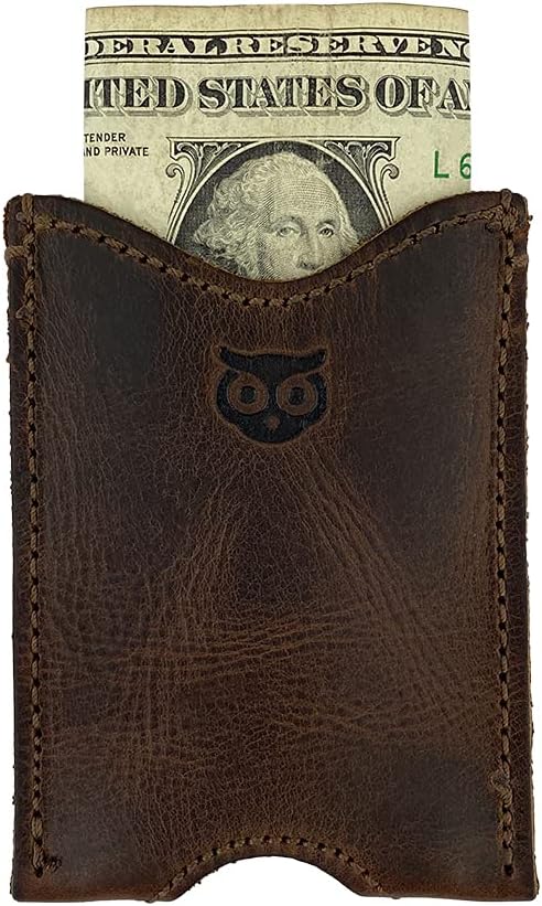 Hide & Drink, Rustic Leather Pocket Sleeve Wallet, for Easy Travelers, Commuters, Card Holder Handmade, Includes 101 Year Warranty