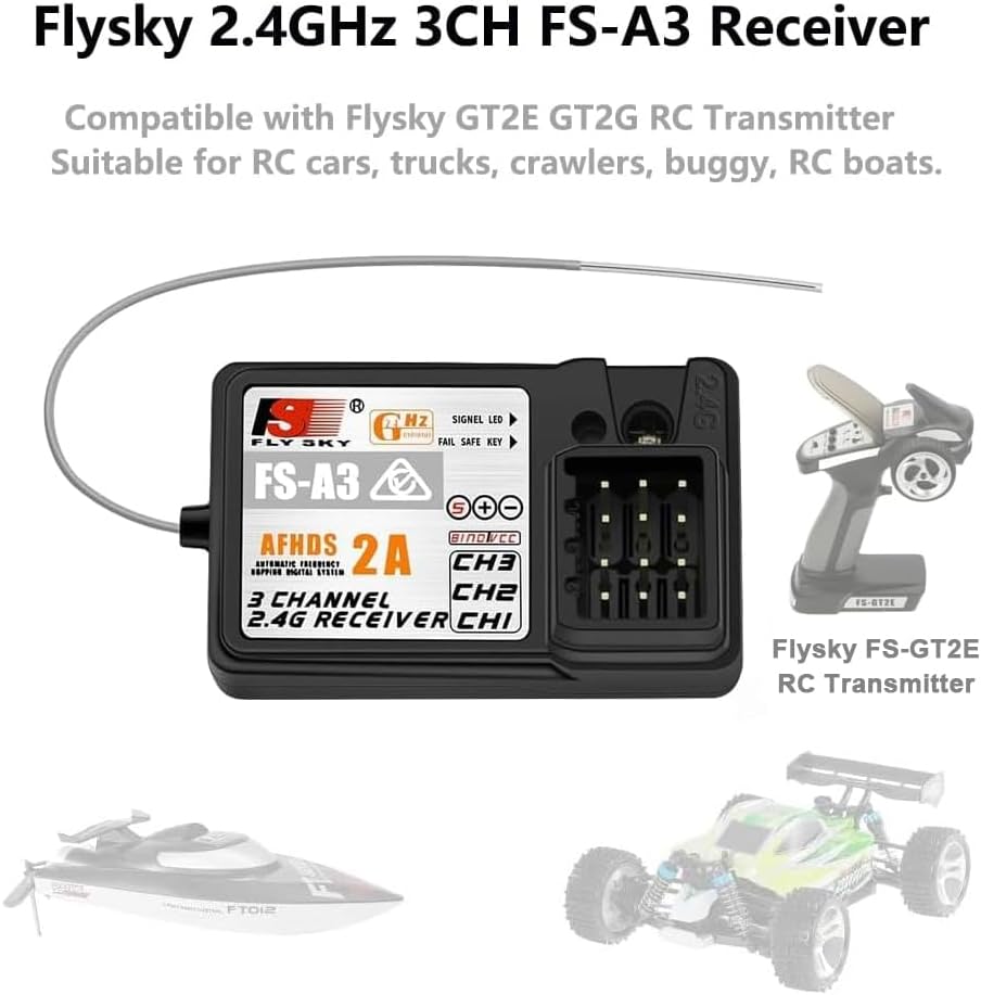 2Pcs Flysky FS-A3 AFHDS2A 2.4G 3CH Receiver for GT2E GT2G Transmitter