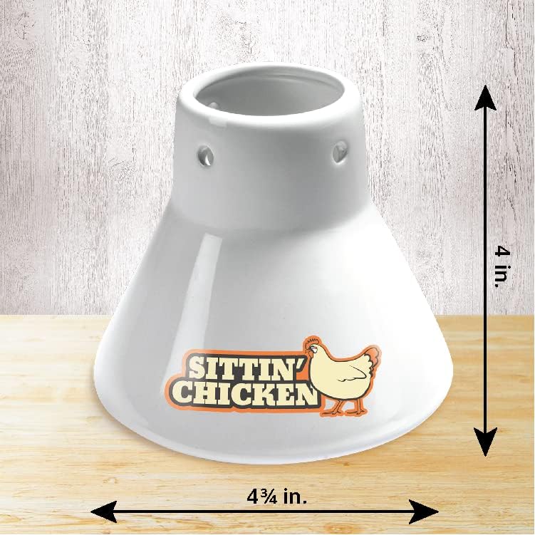 COOK'S CHOICE Sittin' Chicken Reusable Ceramic Beer Can Roaster & Steamer | Vertical Chicken Roaster Stand for Grill, Oven & Smoker - Flavor Infuser for Marinades, Beer & Sauces - Summer BBQ Essential