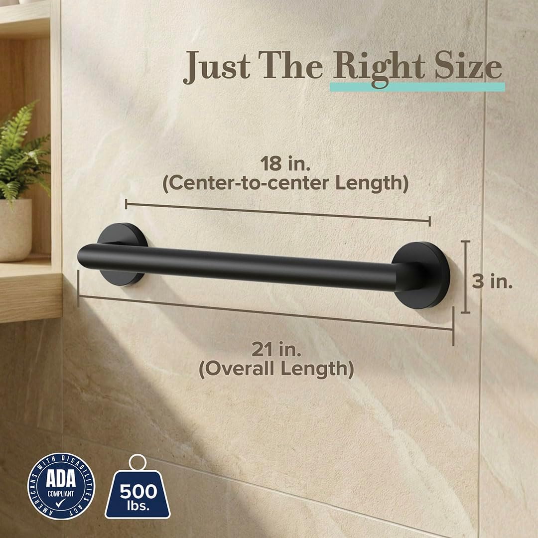 Gatco 970 Glam Shower Grab Bar, 12 Inch, ADA Compliant Stainless Steel, Satin Nickel, Wall Mounted Bathroom Handrail
