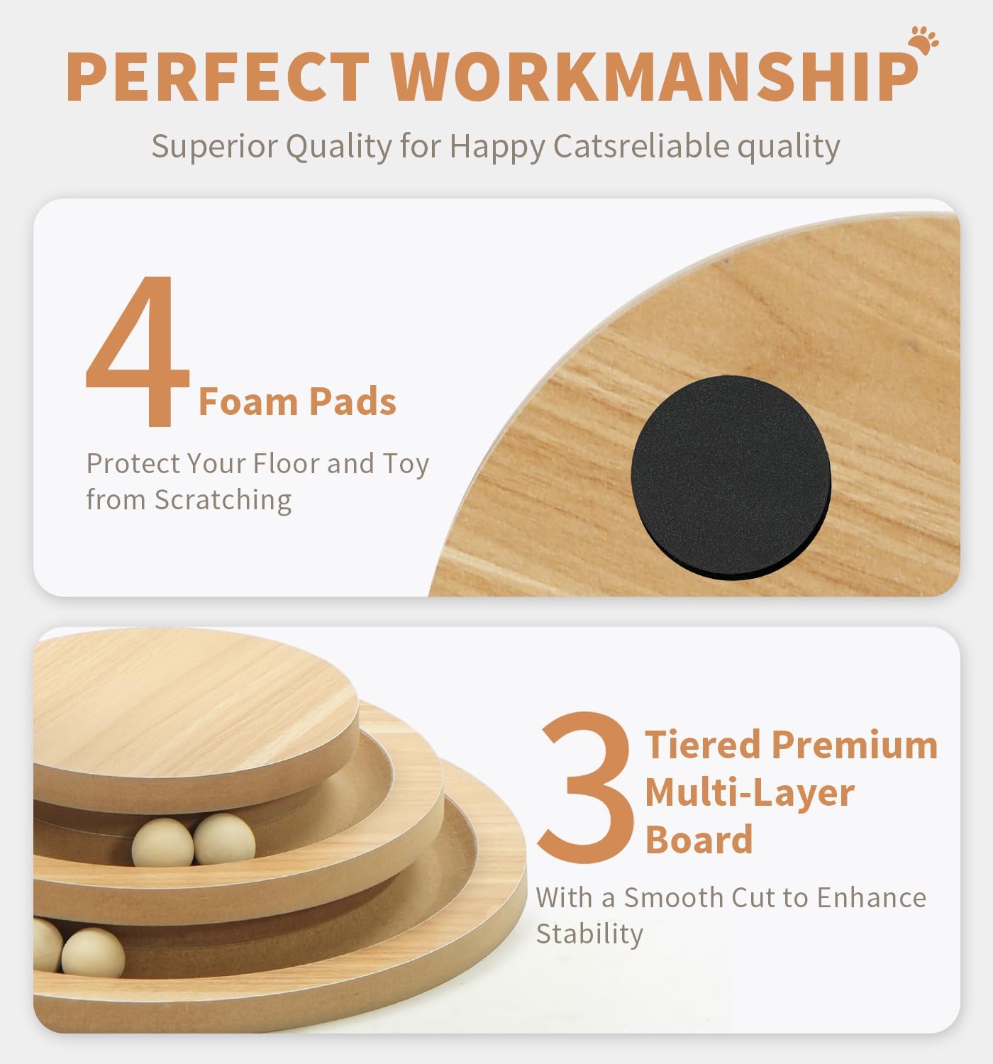 Made4Pets Kitten Toy Scratching Post for Indoor Cats with Ball Track