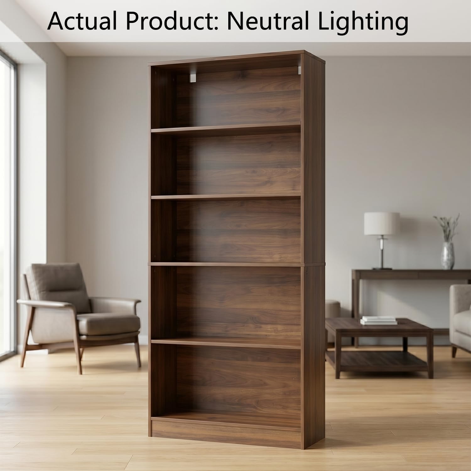 holzart 71" Tall Book Shelf, 5 Tier Large Bookshelf, Standing Wood Display Book Shelf for Living Room, Office, Library with Doors, 31.5" W x 70.87" H x 11.81" D, White