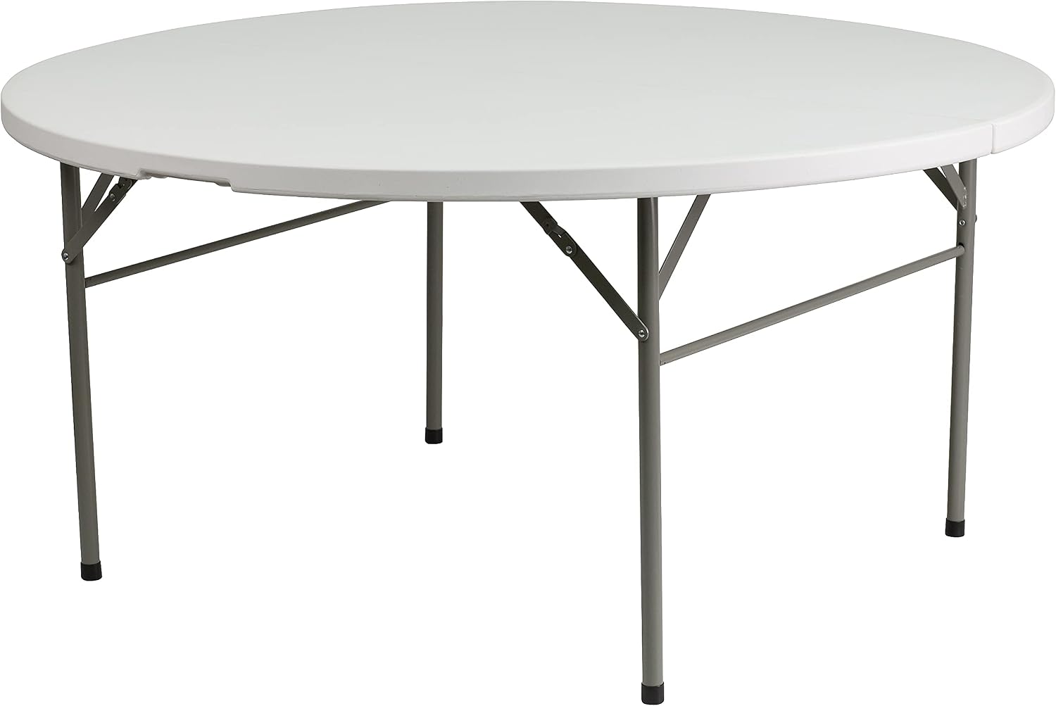 Flash Furniture 5-Foot Round Bi-Fold White Plastic Folding Table | Lightweight, Easy Storage, Commercial Grade, Carrying Handle