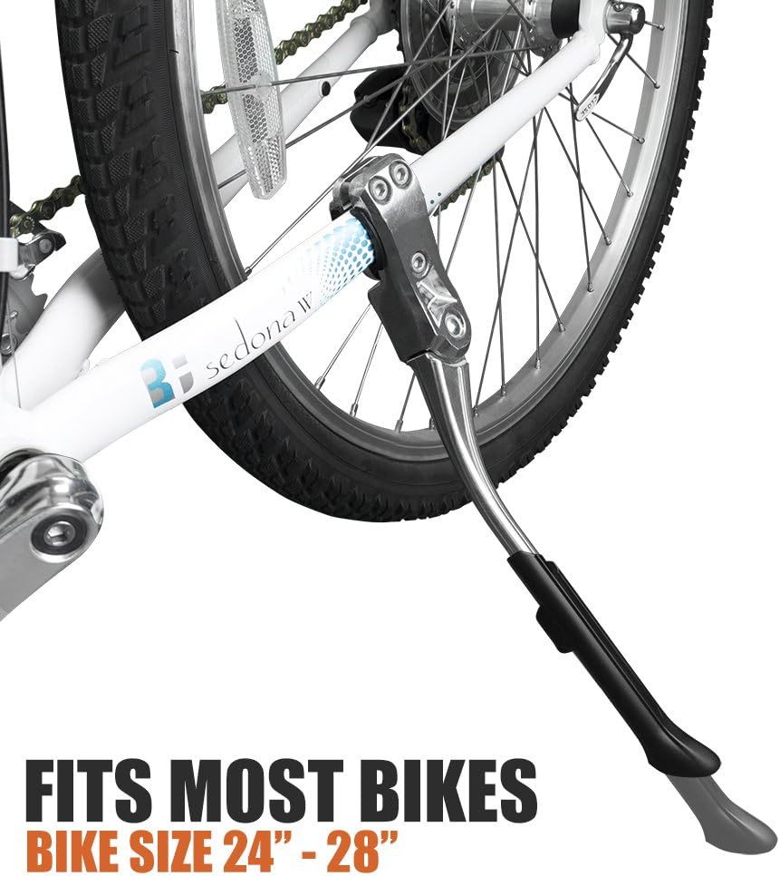 BV Rear Bike Stand for 24"-28" Bikes - Adjustable Bike Kickstand for Adult Bike with 8 Height Levels