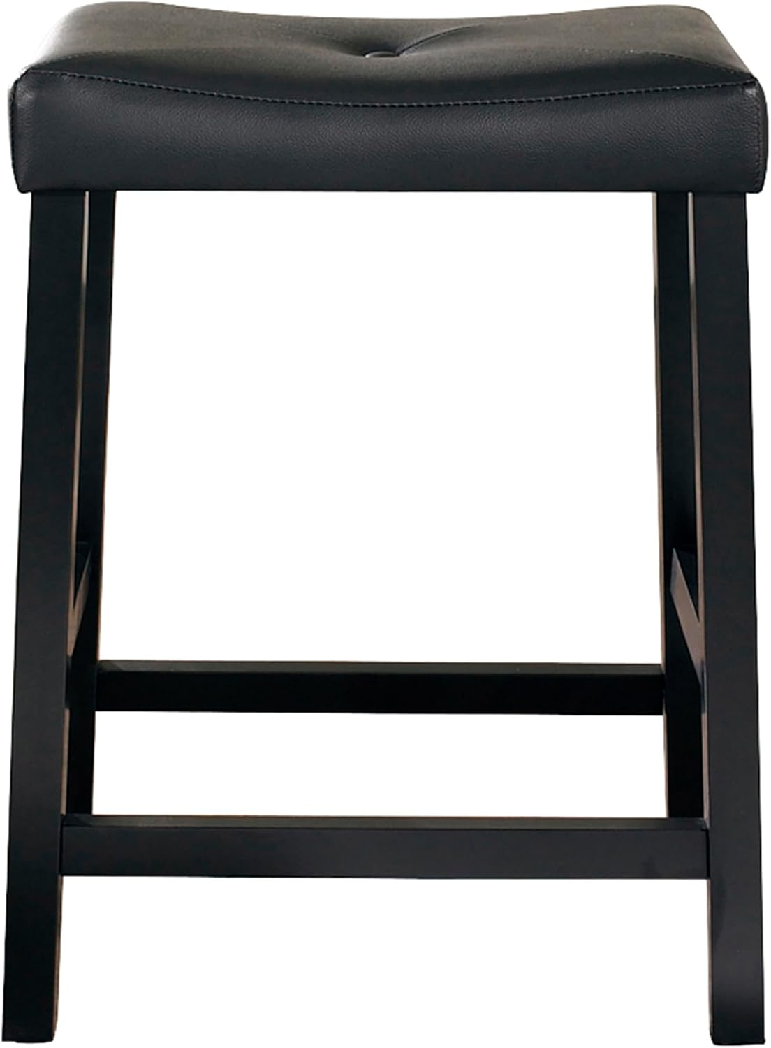 Crosley Furniture Upholstered Saddle Seat Counter Height Bar Stools Set of 2, Black, 24-inch
