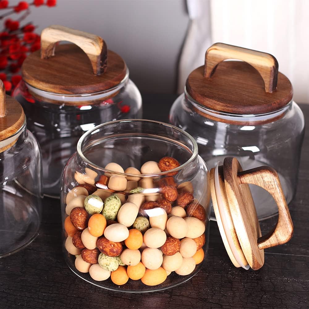 SAIOOL Egg Jar,kitchen canister， 1 Gallon Large Glass Food Storage Jars with Airtight Lid, Clear