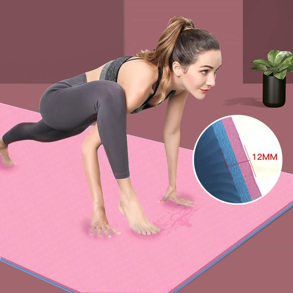 Hatha Yoga Extra Thick TPE Yoga Mat - 72"x 32" Thickness 1/2 Inch -Eco Friendly- With High Density Anti-Tear Exercise Mats For Home Gym Travel &