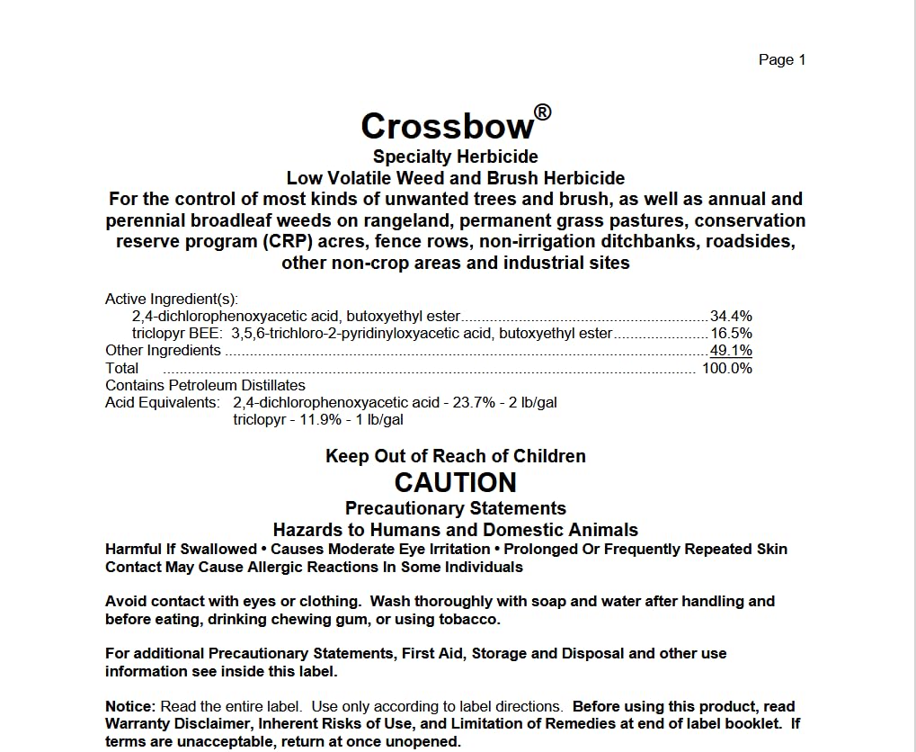 Crossbow Herbicide 128oz- Triclopyr + 2,4-D Ester - Helena