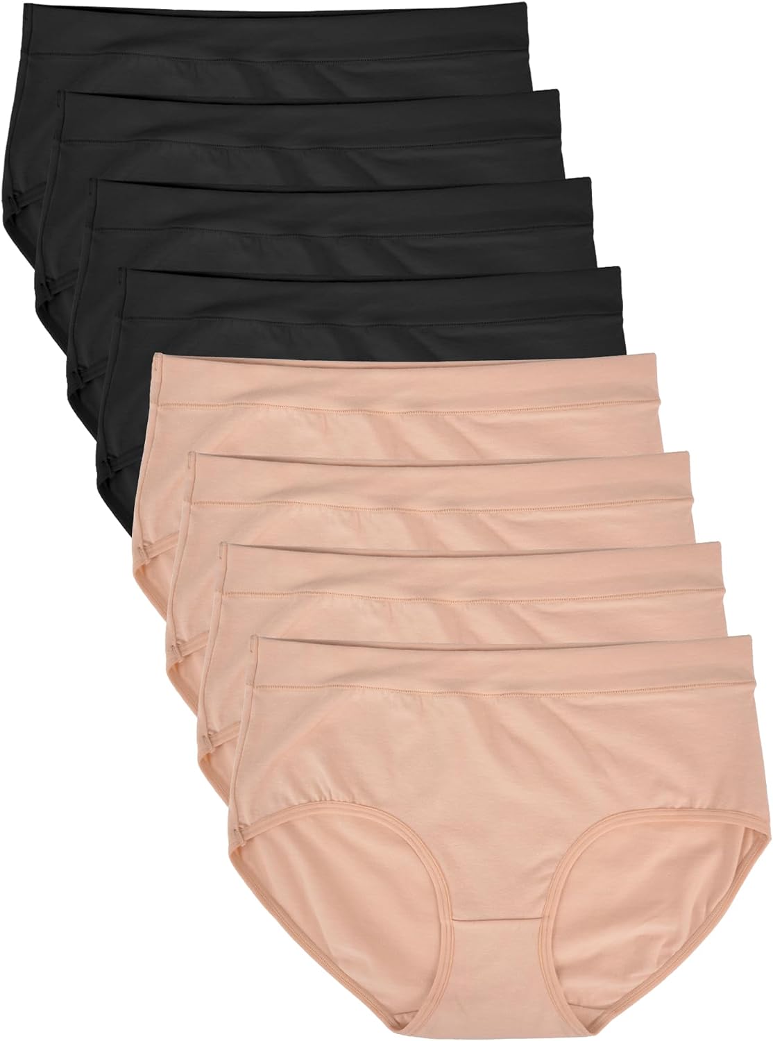 Buankoxy Women's Mid-Rise Stretch Cotton Panties, Assorted Colors