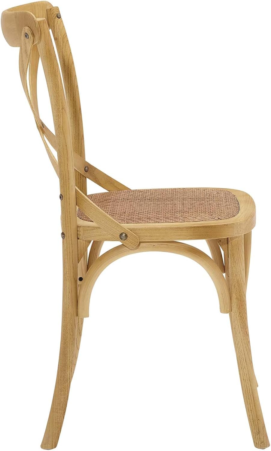 Modway Gear Rustic Modern Farmhouse Elm Wood Rattan Dining Chair in Gray
