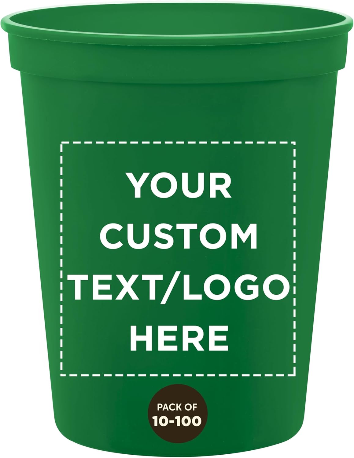 DISCOUNT PROMOS Custom Plastic Stadium Cups 16 oz. Set of 10/50/100, Personalized Bulk Pack - Perfect for Birthdays, Weddings, Picnic, Beach