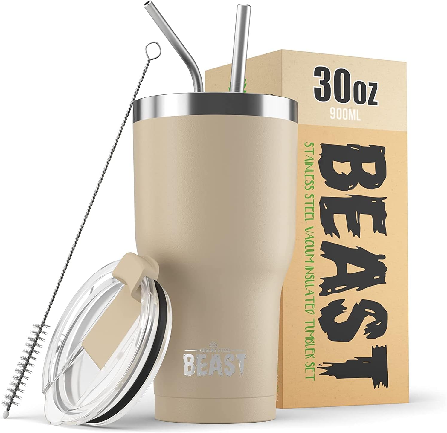 Beast 30 oz Tumbler Stainless Steel Vacuum Insulated Coffee Ice Cup Double Wall Travel Flask (Cupcake Pink)