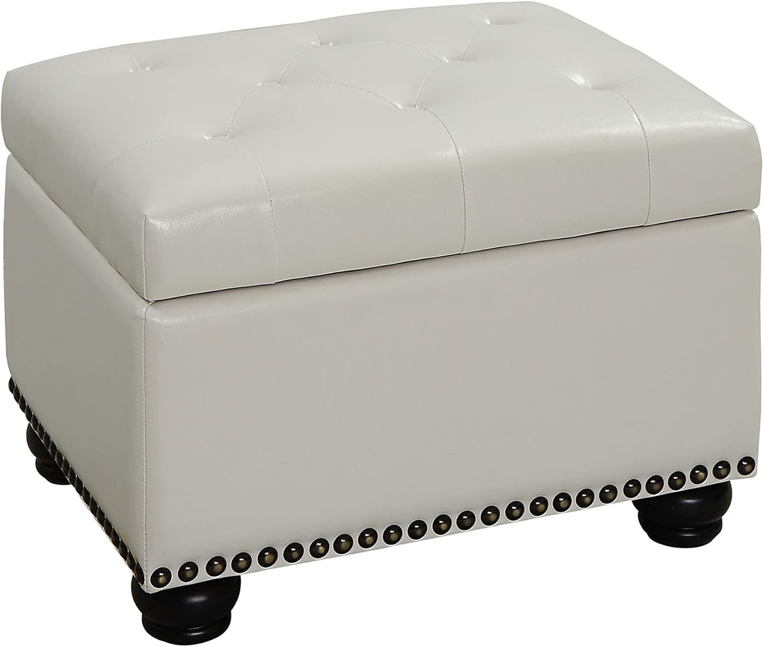 Convenience Concepts Designs4Comfort 5th Avenue Storage Ottoman 24" - Contemporary Foot Stool and Seat with Hinged Lid for Living Room, Dining Room, Office, Den, Espresso Faux Leather