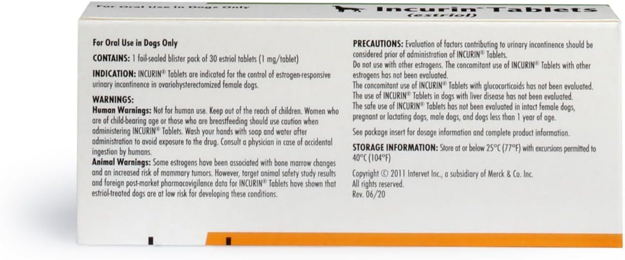 INCURIN (Estriol) Tablets for Dogs, 1-mg, 30 Tablets