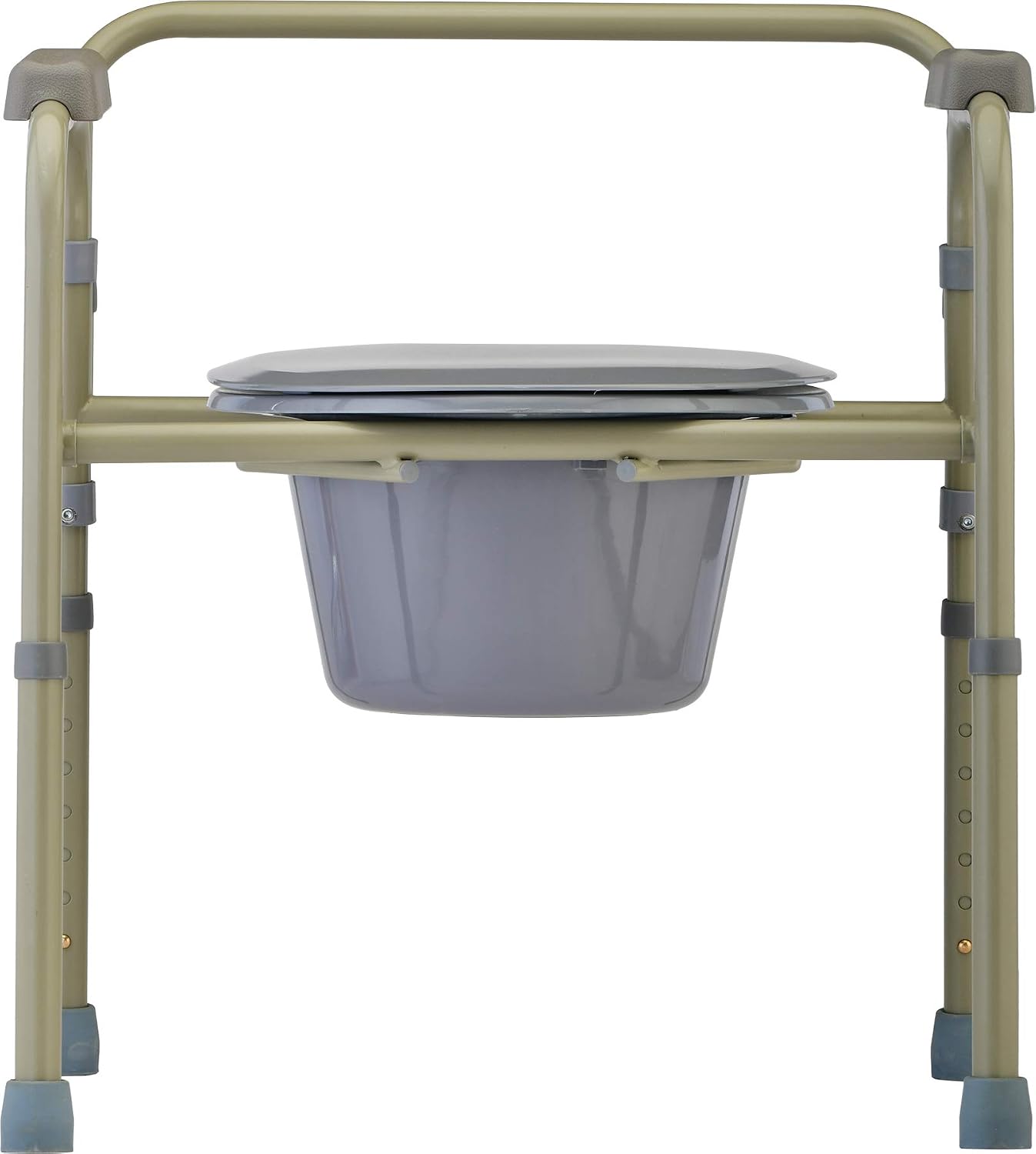 NOVA Medical Products Folding Commode, Over Toilet and Bedside Commode, Comes with Splash Guard/ Bucket/ Lid, Gray, 1 Count